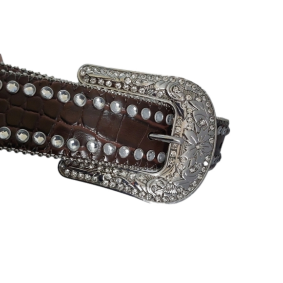 Nocona Rhinestone Leather Belt Size 24 - Picture 3 of 12